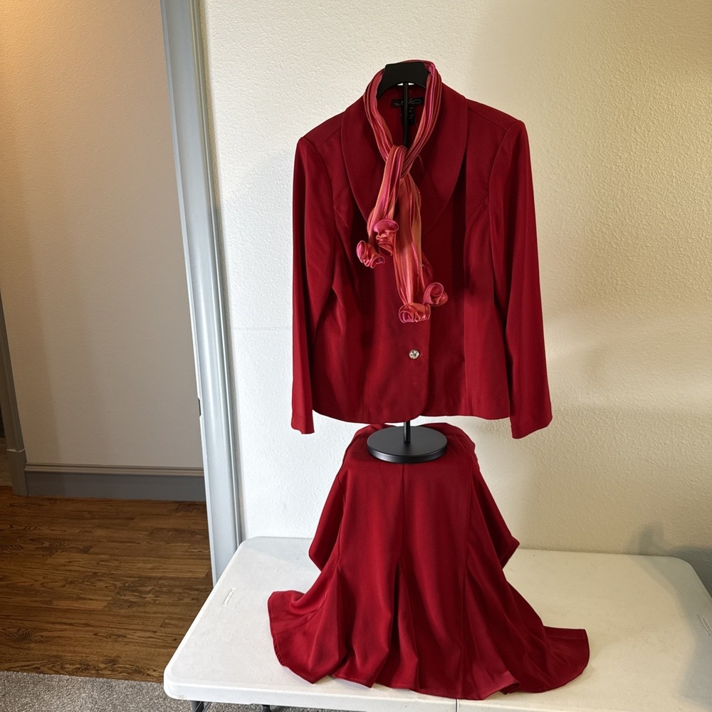 Midnight Velvet Women's‎ Suit Jacket and Skirt Red Size 16